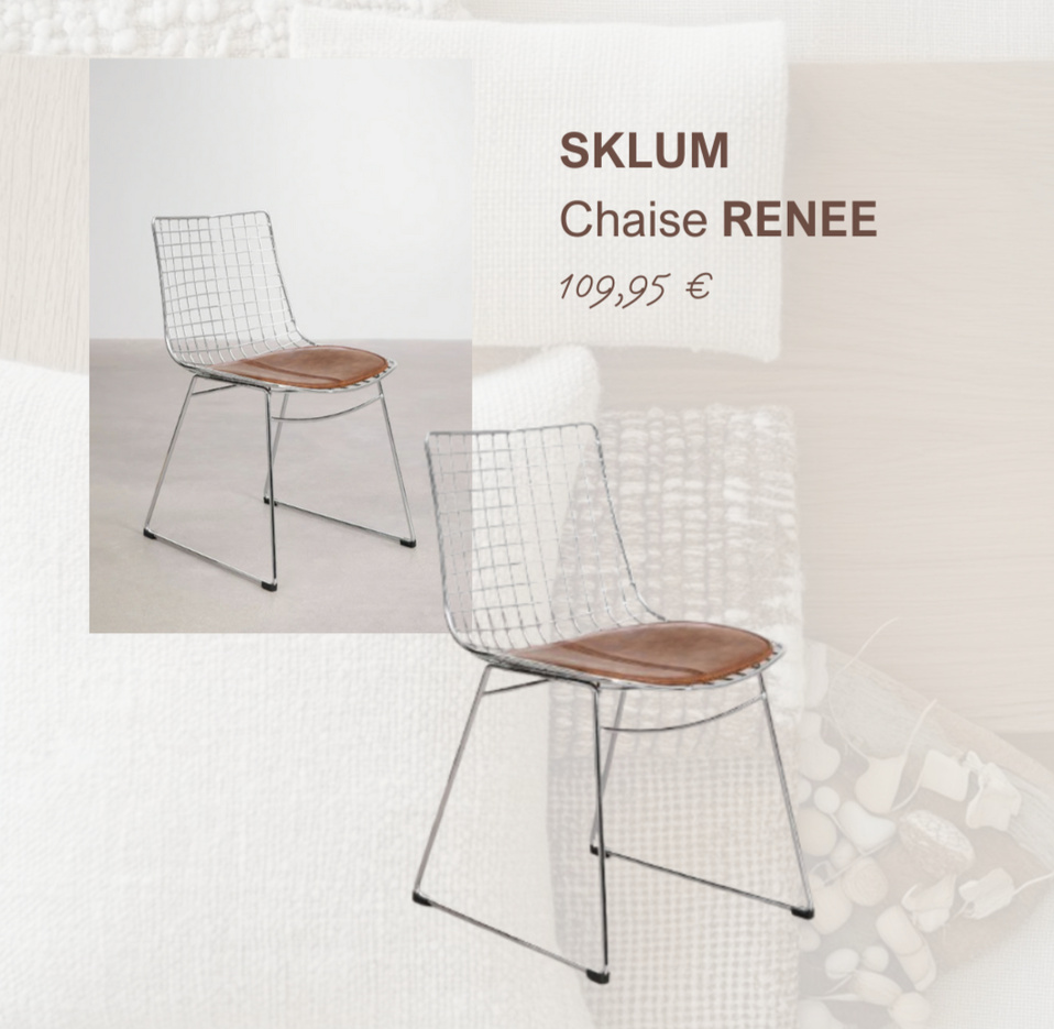 Chaise Renee Sklum sélectionnée lors d'un coaching déco Atelier Luzons